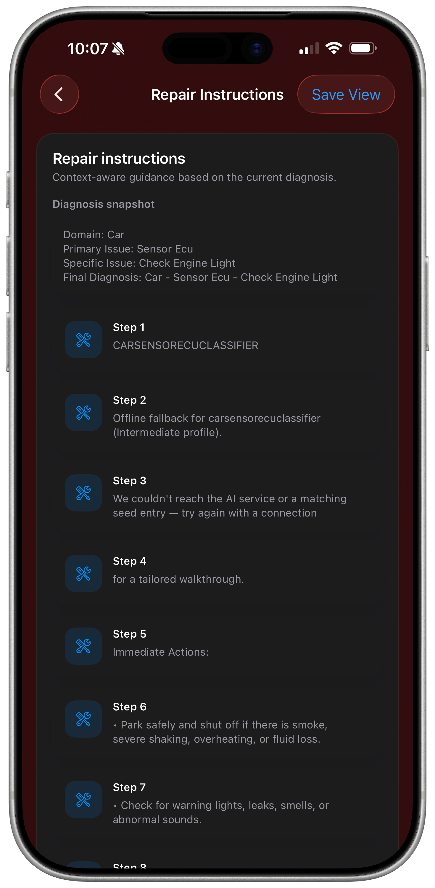 Car diagnosis instructions