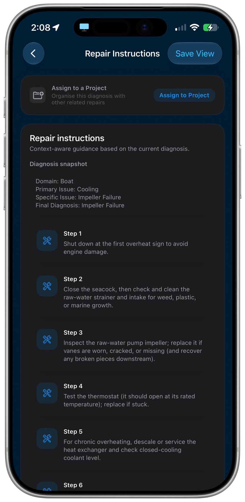 fixin repair instructions generated for the diagnosis